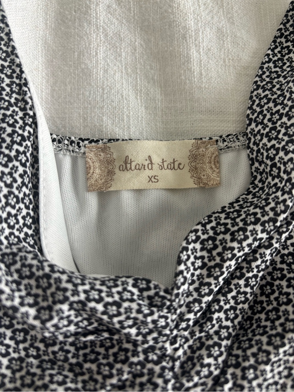 Altar'd State Black and White Mini Dress with Tie Front - Picture 3 of 3